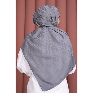Serie de Chales Jacquard con Patrones Premium en Rayón Gris y Seda de Cachemira, Bufanda para Mujer, Estilo Cuadrado Liso para Otoño e Invierno - Product Image 3