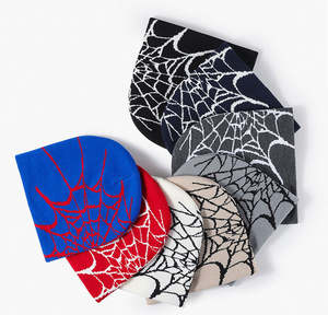 Gorro de Punto Jacquard con Diseño de Telaraña y Logotipo Personalizado al por Mayor, Gorro Unisex de Hip Hop sin Dobladillo para Otoño e Invierno - Product Image 4