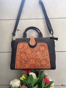 Handmade New Design Carving Tooling Sling <b>Bag</b> for <b>Women</b> Real Leather Stylish Hand Tooled Handbag with Letter Decoration - Product Image 5