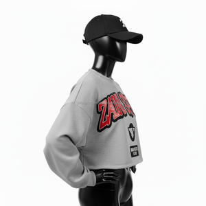 Sweat-shirt surdimensionné pour femme 320 GSM Cotton Fleece Comfortable Fit Custom Chenille Patch Logo Design Women respirant Sweatshirts - Product Image 5