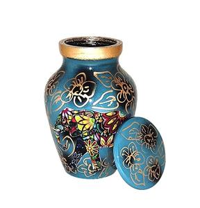 Classic Small Mini Cremation <b>Keepsake</b> Urn for Human Ashes with <b>Box</b> and Velvet <b>Box</b> - Traditional Elephant Design - Product Image 1