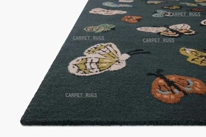 Tapis papillon haut BlackBerry brodé papillon tufté tapis Boho sol décor mignon tapis pour chambre ou salon - Product Image 5