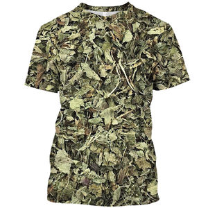 T-shirt d'été à col rond pour hommes, camouflage jungle, séchage rapide, coupe ample, haut long avec impression de personnalité, manches courtes - Product Image 4