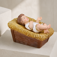 Statuette de Jésus Bébé dans la Crèche en Résine, Statue Religieuse Catholique pour la Maison, l'Église, le Bureau, Décoration de Noël et de Pâques
