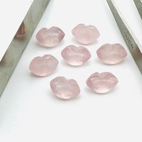 Perles de cristal naturel en forme de lèvres en quartz rose sculptées à la main, 12x8 mm, pour la fabrication de bijoux