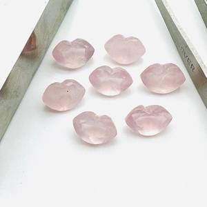 Cuentas de Cristal Natural de Cuarzo Rosa Talladas a Mano en Forma de Labios de 12x8 mm para la Fabricación de Joyas - Product Image 3