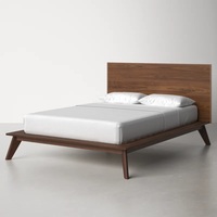 Lit en bois massif, taille king, style moderne, pour la maison, l'hôtel et la villa, meubles, lit en planches de bois