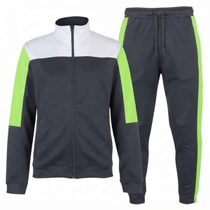 Cheap Price Men's Color Blocking <b>Tracksuit</b> Set Full-Zip Sweatshirt Jogger Pants Breathable Sporty Casual Wear Autumn Regular Fit - Product Image 2