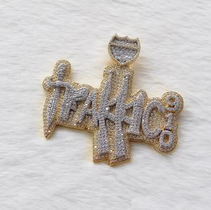 Pendentif personnalisé en moissanite véritable VVS plaqué or blanc 14 carats style hip-hop - Product Image 2