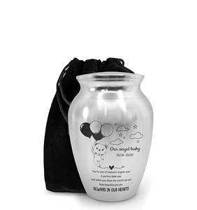 Personalized Baby <b>Mini</b> Urn Stainless Steel Decorative Keepsake Urn Engraved Memorial Urn for Loss of Child Custom Size Silver - Product Image 1