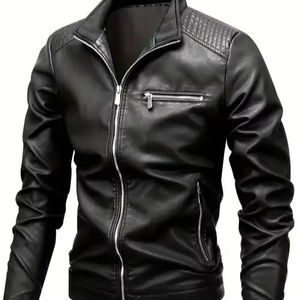 Veste en cuir vintage élégante avec des détails en toile pour hommes et femmes, respirante et coupe-vent, design hivernal à capuche - Product Image 1