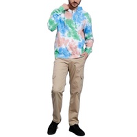 Sweat-shirts d'hiver à imprimé Tie Dye pour hommes, avec poche kangourou, fermeture éclair quart de tour, en polaire, style Hip-Hop, vente en gros depuis le Bangladesh