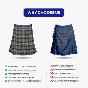 Kilt écossais Highland Gordon pour homme, en tartan vieilli, fabriqué en laine acrylique durable, avec sangles et boucles en cuir - Product Image 4