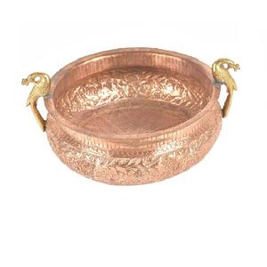 Tazón de flores Urli de diseño hecho a mano de Color dorado de aluminio de forma redonda con dos asas para decoración de festivales - Product Image 6