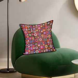 Coussin imprimé floral bohème - Vintage, lavable, doux, fait main, 36"x36" - 90x90 cm - Product Image 4