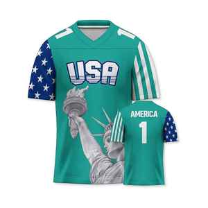 Vente en gros de maillots de football américain de haute qualité Maillot patriotique audacieux avec impression «USA» sur le devant, graphique Liberty - Product Image 1
