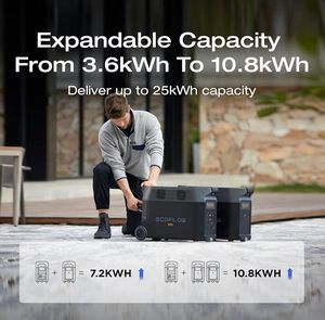 Station d'alimentation portable EF-7.2kWh neuve d'origine avec batterie supplémentaire 120V Lifepo4, capacité extensible avec garantie - Product Image 3