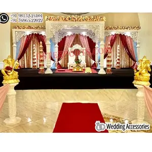 서양 테마 화이트 웨딩 마스 타니 만다프 인도 결혼식을위한 아름다운 여왕 만다프 세련된 인도 서양 테마 만다팜 장식