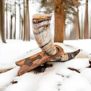 ฮอร์นไวกิ้งทำมือสไตล์นางฟ้าพร้อมขาตั้งไม้ขัดเงามีให้เลือกหลายแบบโดยงานฝีมือ HF - Product Image 2