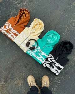 High Street à la mode mode trois fermeture éclair lettre broderie homme hoodi sweat à capuche surdimensionné hommes Y2k Harajuku rétro fermeture éclair sweat - Product Image 3