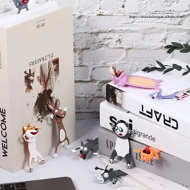 DDH venta al por mayor patrón personalizado marcapáginas 3D animales divertidos mano Stich troquelado kawaii libro marcas