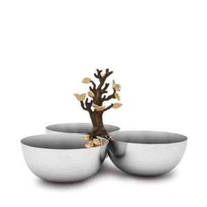 Acier inoxydable de luxe avec branches de fleurs en métal doré Fruits secs Noix Bol Vaisselle pour la maison Hôtel Restaurant Décoration - Product Image 3
