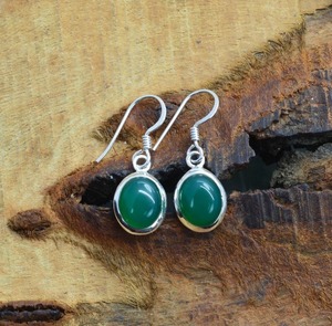 Joyería de piedras preciosas de ónix verde para mujer, pendientes de estilo bohemio de plata, joyería de plata de ley 925, pendientes hechos a mano de tendencia, Regalo para mamá - Product Image 4