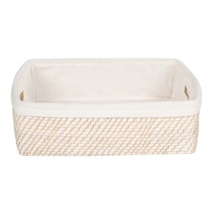 Rectangular rattan <b>basket</b> with fabric lining Handmade <b>Storage</b> <b>Basket</b> Wholesale eco-friendly Made in Viet Nam - Product Image 3
