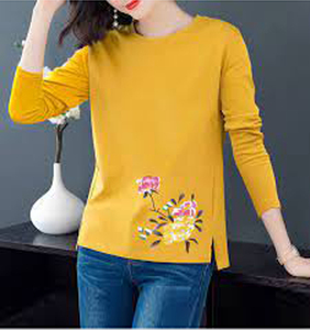 T-shirts pour femmes, coupe ajustée, anti-rides, en soie/coton, nouveau design, tendance, haute qualité, produits d'exportation du Bangladesh, article de qualité supérieure - Product Image 3