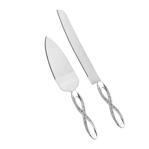 2023 Amazon Meilleur vendeur acheter direct usine Silver Cake Cutter couteau et serveur ensemble parfait pour les fêtes d'anniversaire de mariage et les événements