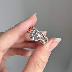 Ensemble de bagues de mariage RITZIN, style mignon, avec bague de fiançailles assortie, or rose 18 carats, bague de mariée en moissanite cultivée en laboratoire - Product Image 5