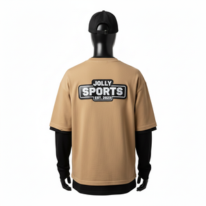 เสื้อยืดผู้ชายผ้าฝ้าย 100% ทรงหลวม พิมพ์ลาย เสื้อยืดแขนยาวสองชั้น สไตล์ใหม่ เสื้อยืดแขนสองชั้นแบบสั่งทำ - Product Image 2