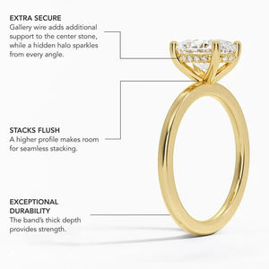 Luxeora 1.0 carati D-F VVS VS Lab anello con diamante taglio ovale anello di fidanzamento 18K giallo oro massiccio gioielli in oro giallo - Product Image 4