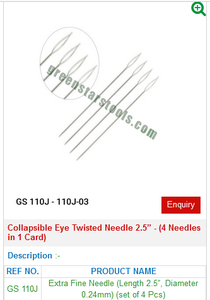 Green Stars Sa เข็มบิดสำหรับดวงตาที่ยุบได้2.5-(4เข็มใน1การ์ด) GS เครื่องมือและชิ้นส่วนสำหรับนาฬิกาข้อมือ110J - Product Image 2