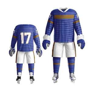 Premium personalizado de secado rápido con cuello en V a rayas hombres Hockey sobre hielo Jersey sublimación impresa OEM conjuntos de ropa deportiva - Product Image 4