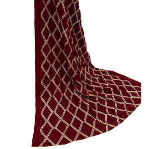 Hot Selling 100% Velvet Handmade Embroidered <b>Women's</b> <b>Shawl</b>/Scarf Solid Color Winter Warm Scarf Polyester Material Ethnic Style - Product Image 3