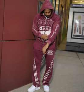 Custom Heavy Gsm Blank Heavyweight Sweatsuit Sudadera con capucha de doble cremallera y pantalones de chándal holgados Set Jogging Suit Chándal Set para hombres - Product Image 3