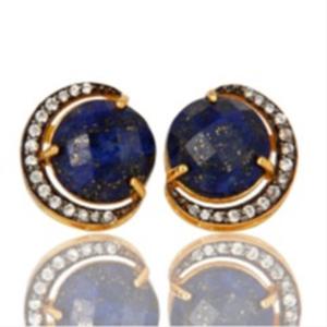 Pendientes de plata de ley 925 con gema lapislázuli, novedad - Product Image 1