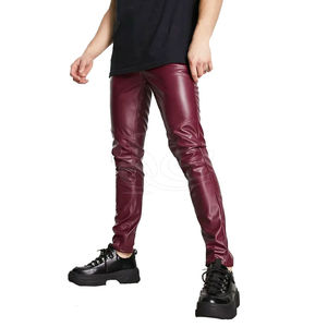 Chaqueta de Cuero Casual para Hombre, Diseño Moderno, Ligera, con Patrón Recto, Lavado Oscuro, Precio al por Mayor, Pantalones de Cuero para Hombre - Product Image 1