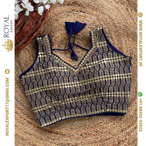 Bellamente diseñado Fantom Silk Golden Sequence All Over With Foil Work Colección de blusas listas para usar - Product Image 2