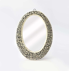 Handmade Rustic Wooden Wall Mirror Frame Bone Inlay Luxurious Design Decorative Mirror Hand-carved Wall Mirror Frames <b>Supplies</b> - Product Image 1