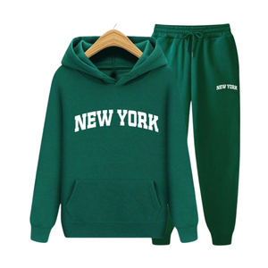 Conjunto Deportivo de Dos Piezas con Sudadera con Capucha y Pantalones Jogger de Felpa de Algodón Casual con Estampado de Letras de Nueva York, Ropa Deportiva de Invierno - Product Image 6