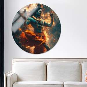 Póster Impreso en Lienzo del Dios Hindú Shiva - Decoración de Arte Moderno, Vidrio Circular - Product Image 1