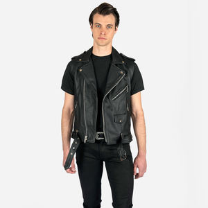 New Arrival Cheap Rate Premium Quality Leather Fashion Motorcycle <b>Waistcoat</b> Motorbike Vest Leather Jackets <b>for</b> <b>Men</b> - Product Image 2