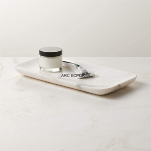 Bandejas decorativas rectangulares de lujo, bandeja para servir, asas de mármol y oro plateado con diseño Simple, bandeja para servir alimentos hecha a mano - Product Image 4