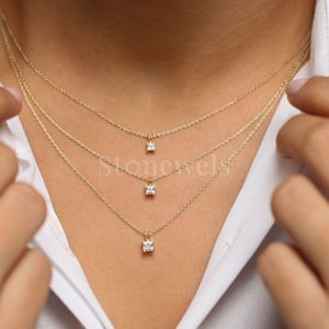 Pendentifs de bijouterie fine cloutés en or/argent rose Zircon/Moissanite/diamant de laboratoire/diamant naturel certifié GIA Princess Cut Diamond - Product Image 6