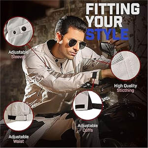 Veste de motard grise Air Mesh pour homme avec protection blindée CE Léger Dual Sport Motorbike Gear Respirant Feature - Product Image 4