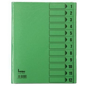 Bene <b>Filing</b> <b>Folder</b> DIN <b>A4</b> 230g/m Intense Green 12 Compartments - Product Image 1