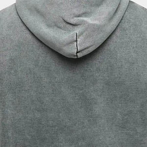 Sweat à capuche surdimensionné et lavé à l'acide vintage personnalisé en polaire de qualité supérieure Impression personnalisée Broderie Logo Pullover Sweat à capuche avec poche avant - Product Image 3