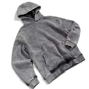 Bon tissu personnalisé surdimensionné lavé à l'acide en détresse Hoodies hommes déchiré surdimensionné Vintage Hoodies en gros poids lourds - Product Image 3